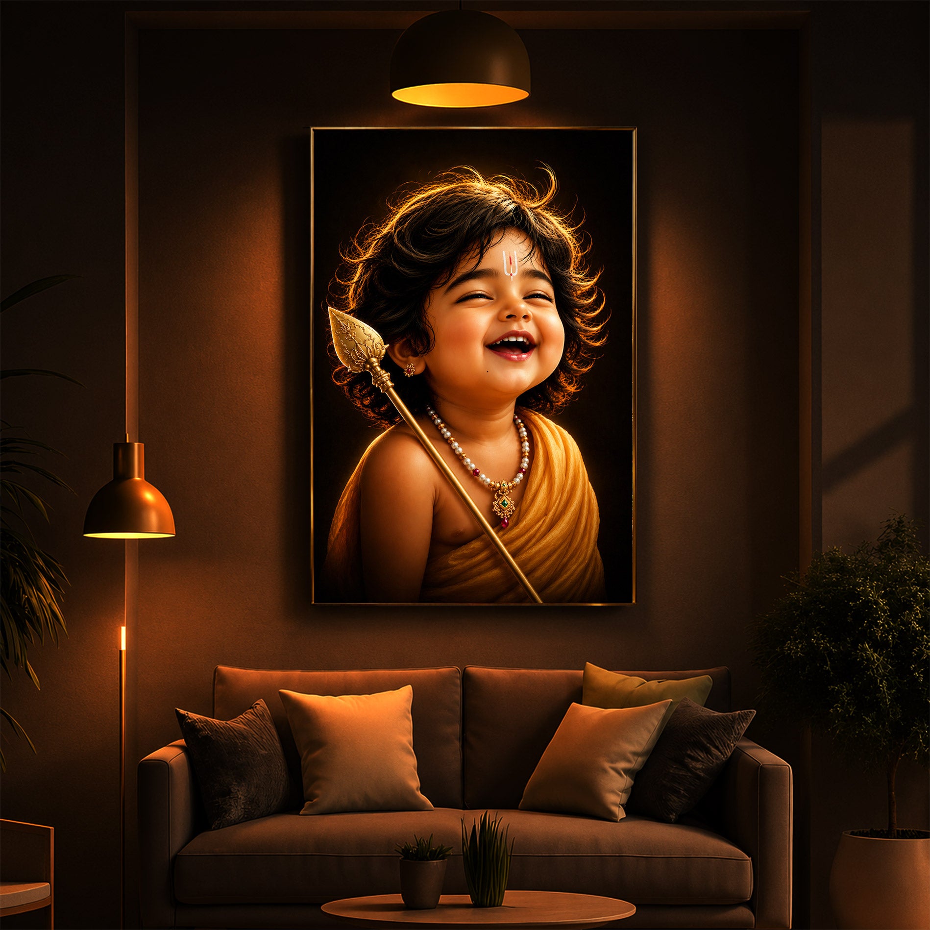 Child Lord Murugan Modern Luxury Backlight Vertical Wall Art