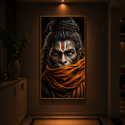 Ram Bhakt Hanuman Modern Luxury Backlight Vertical Wall Art