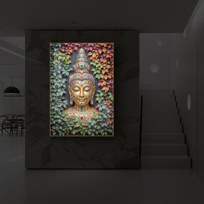 Colorful Gautam Buddha Modern Luxury Backlight Vertical Wall Art