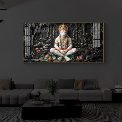Lord Hanuman Modern Luxury Backlight Horizontal Wall Art