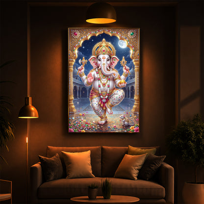 Hindu Shree Ganesh Modern Luxury Backlight Vertical Wall Art