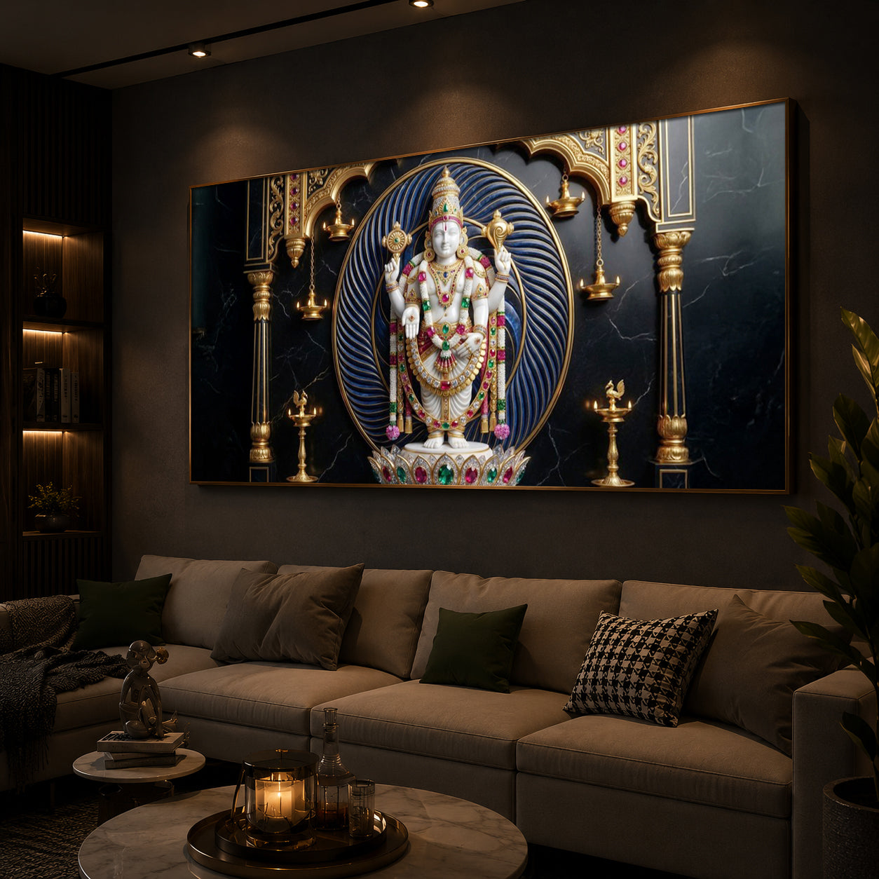 Lord Tirupati Balaji Modern Luxury Backlight Horizontal Wall Art