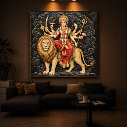 Goddess Durga Modern Luxury Backlight Square Wall Art