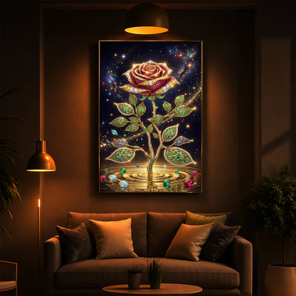 Rose Modern Luxury Backlight Vertical Wall Art