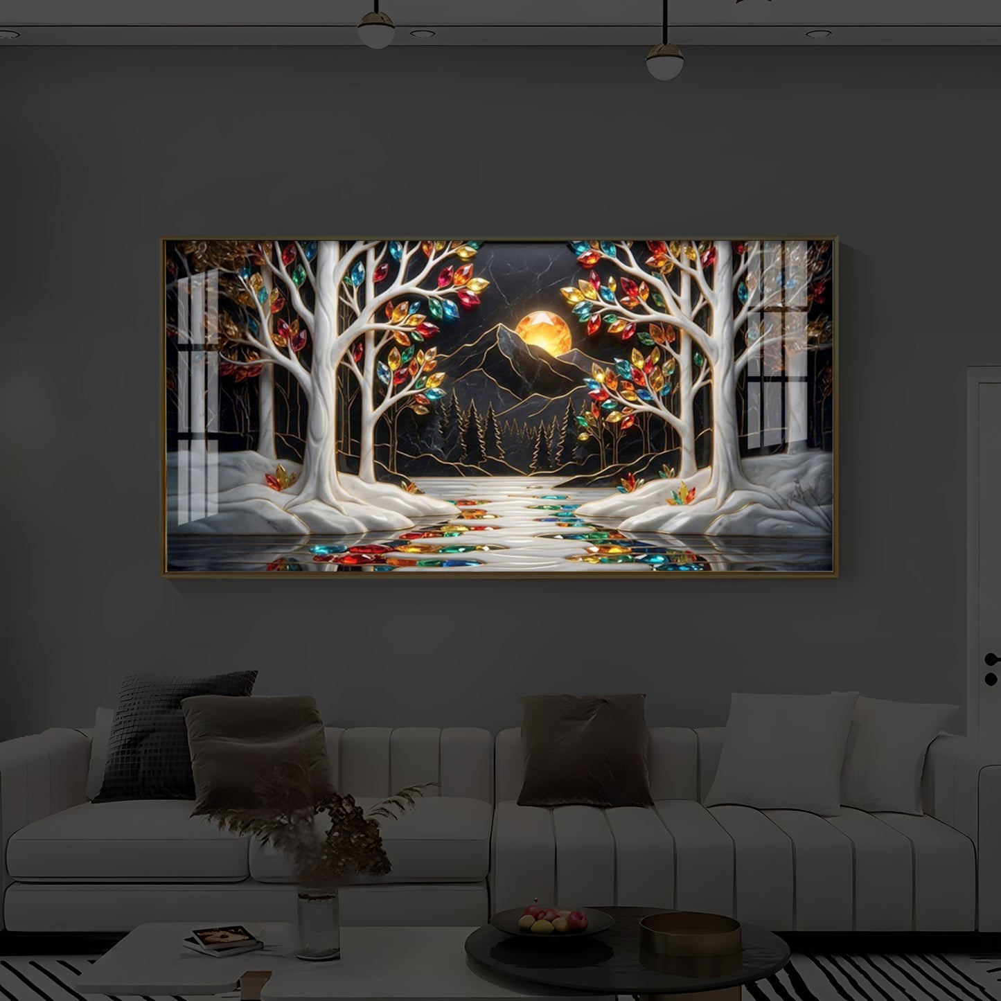 Tree Of Life Modern Luxury Backlight Horizontal Wall Art