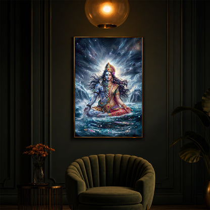 Ardhanarishvara Modern Luxury Backlight Vertical Wall Art