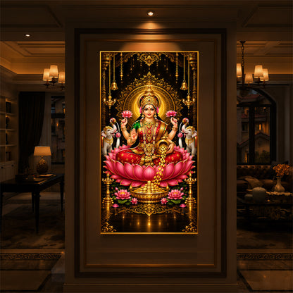 Goddess Lakshmi Modern Luxury Backlight Vertical Wall Art