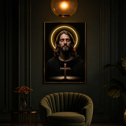 God Jesus Modern Luxury Backlight Vertical Wall Art