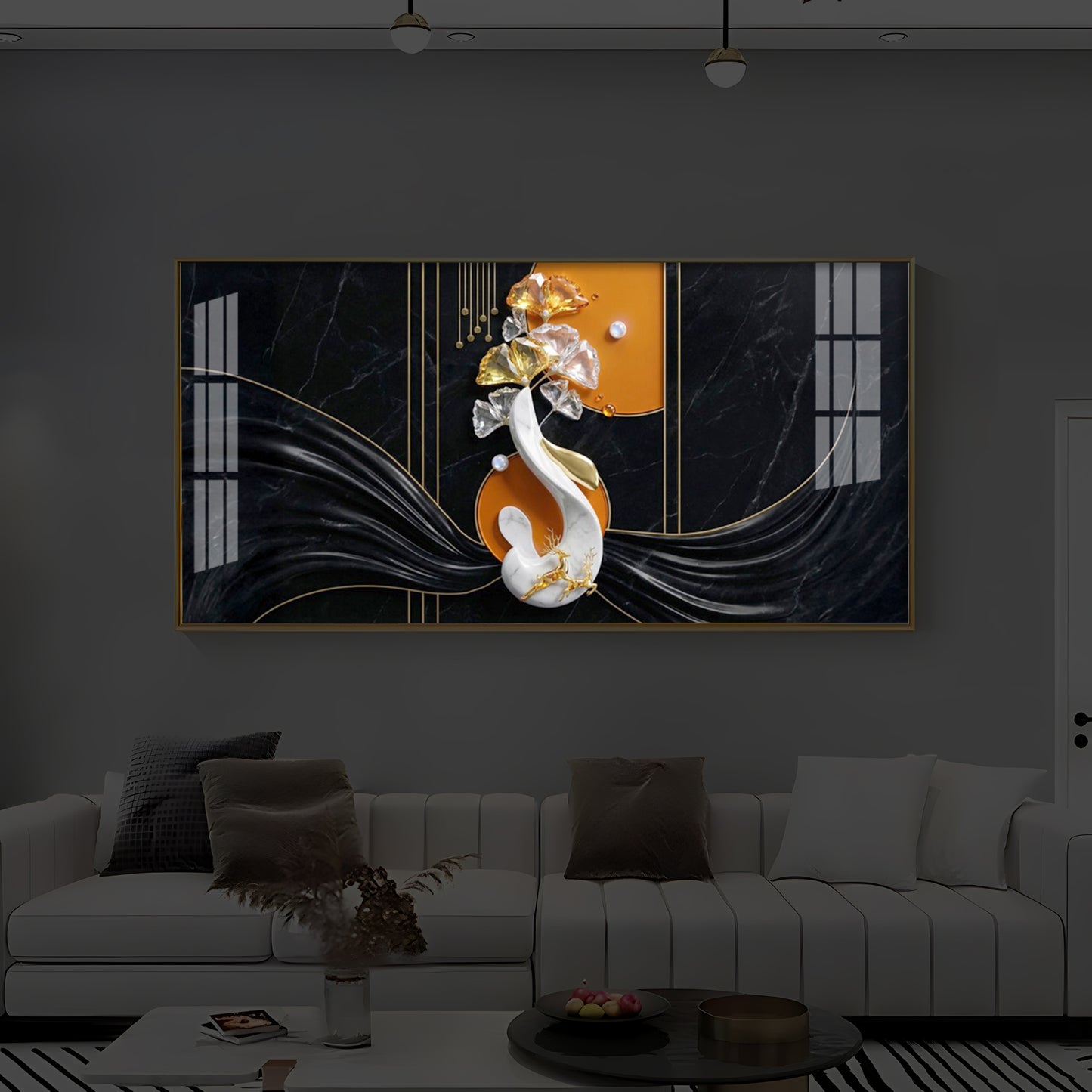 Black & Bold Modern Luxury Backlight Horizontal Wall Art