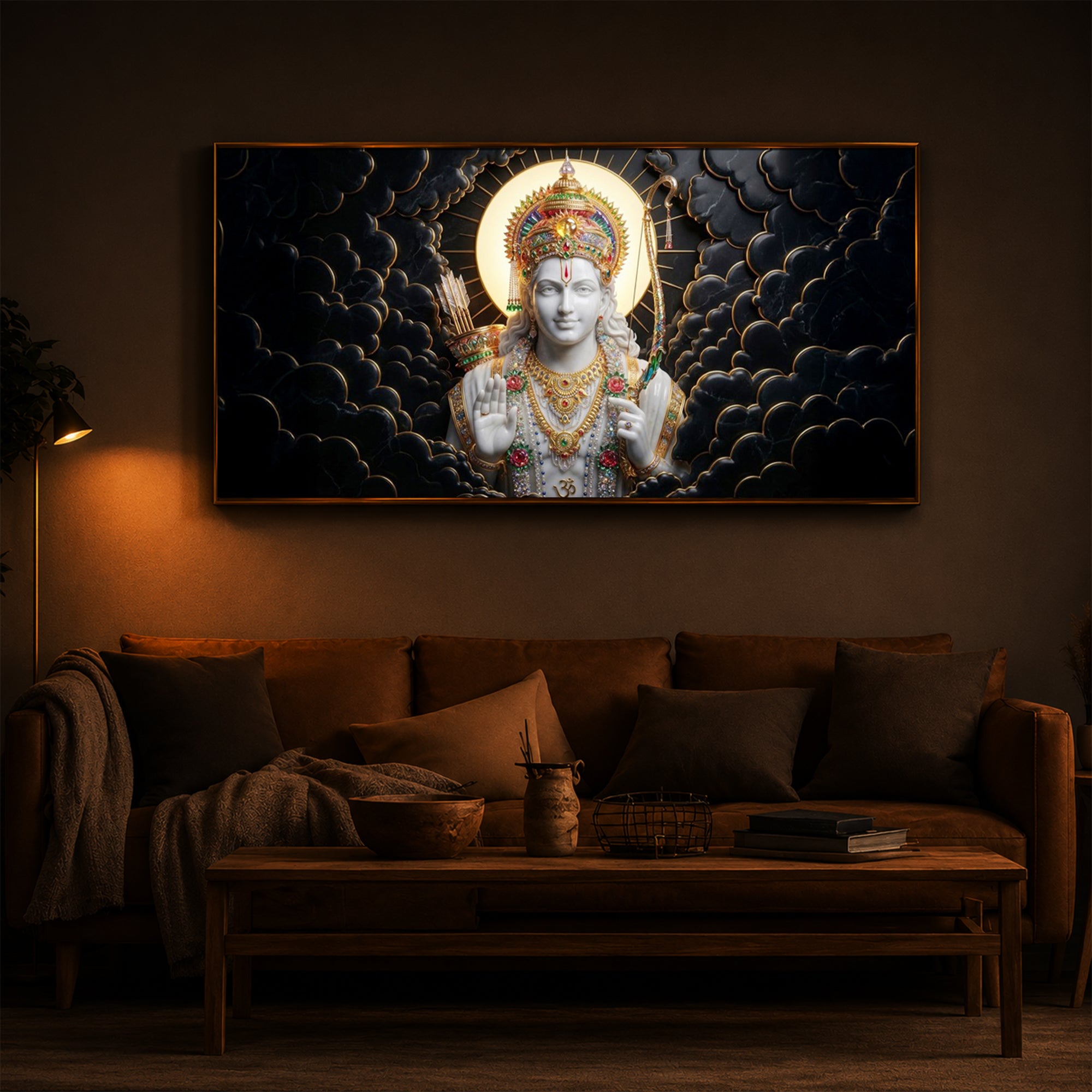Lord Ram Modern Luxury Backlight Horizontal Wall Art