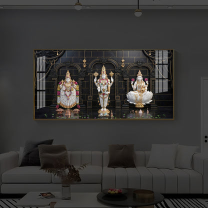 Maa Laxmi & Lord Venkateswara Modern Luxury Backlight Horizontal Wall Art