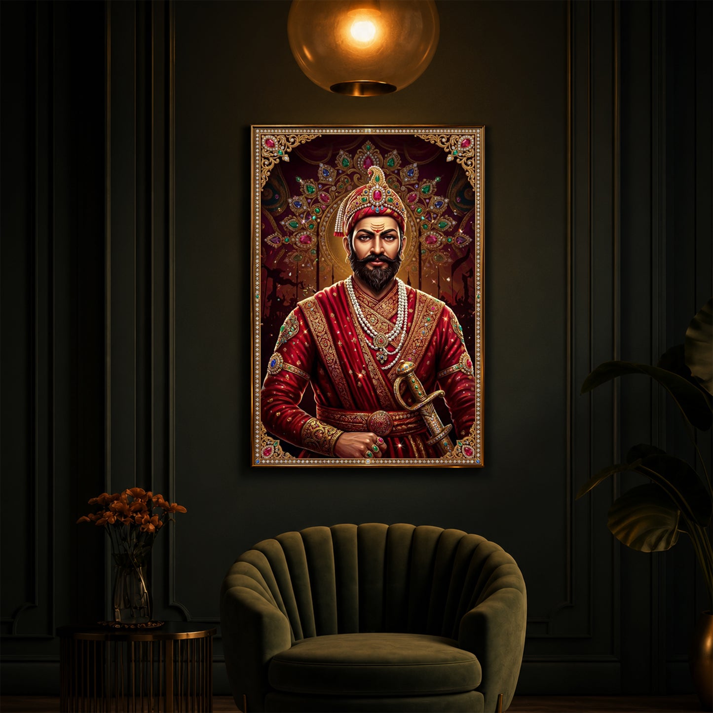 Chhatrapati Shivaji Maharaj  Modern Luxury Backlight Vertical Wall Art