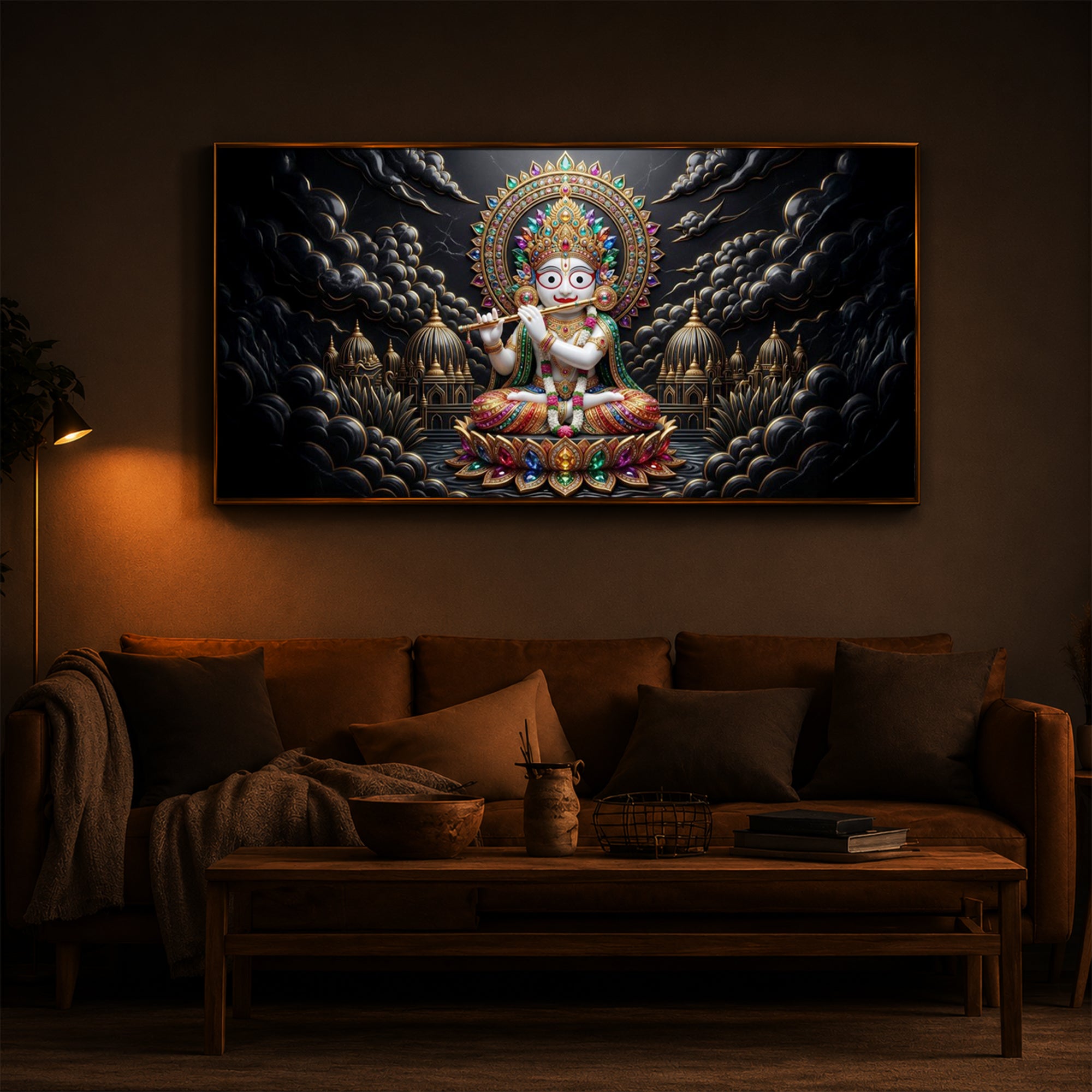 Lord Jagannath Modern Luxury Backlight Horizontal Wall Art
