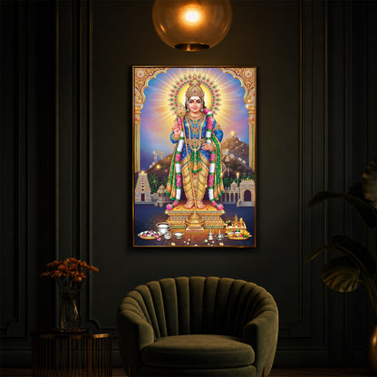 Lord Murugan Kartikeya Modern Luxury Backlight Vertical Wall Art