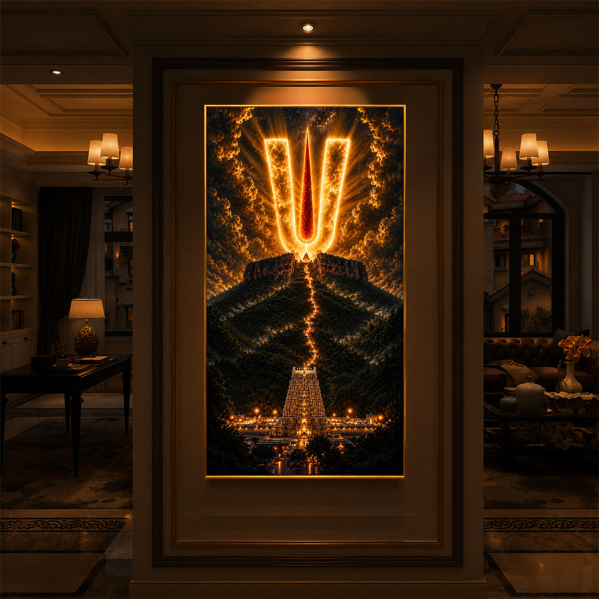 Spiritual Balaji Tilak Modern Luxury Backlight Vertical Wall Art