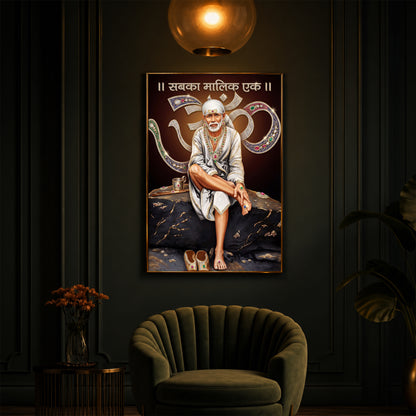 Shirdi Sai Baba Modern Luxury Backlight Vertical Wall Art