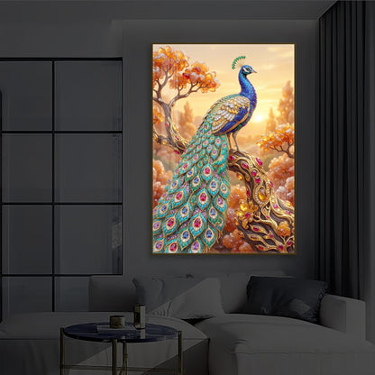 Majestic Peacock Modern Luxury Backlight Vertical Wall Art