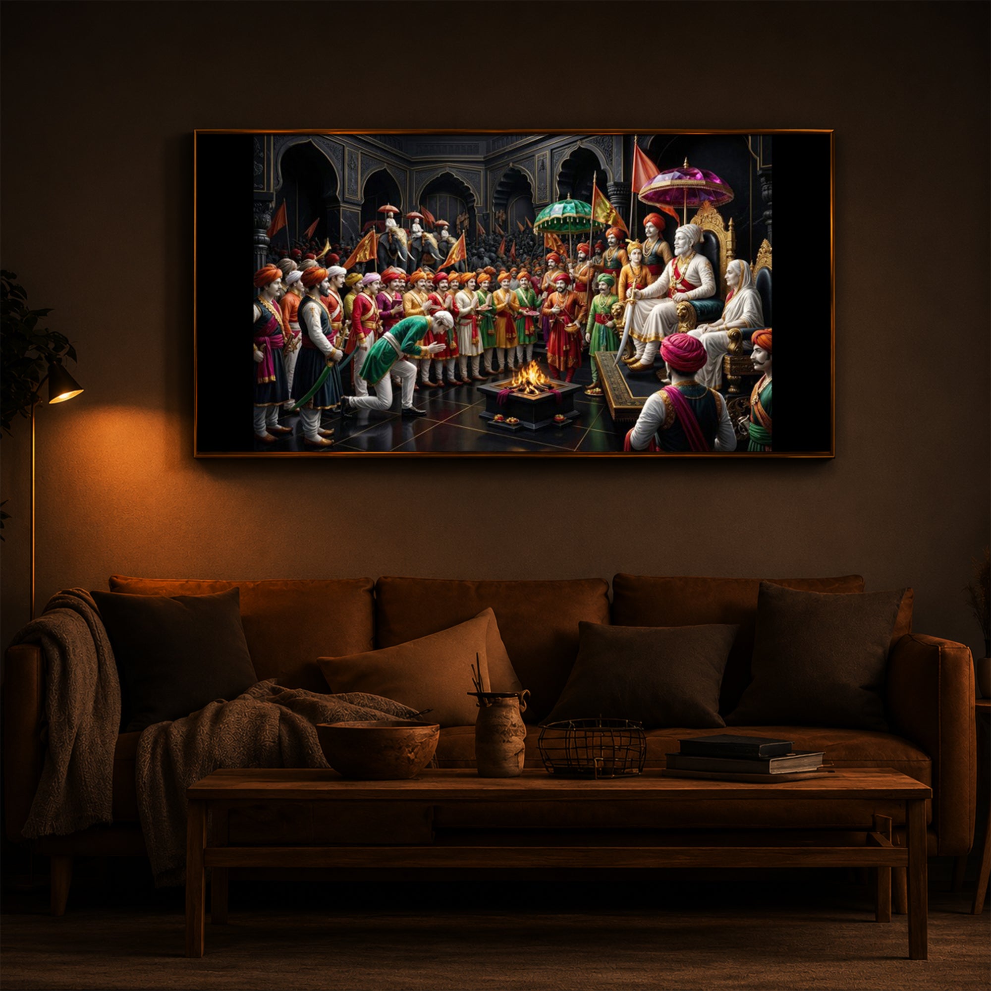 Chhatrapati Shivaji Maharaj Raj Darbar Modern Luxury Backlight Horizontal Wall Art