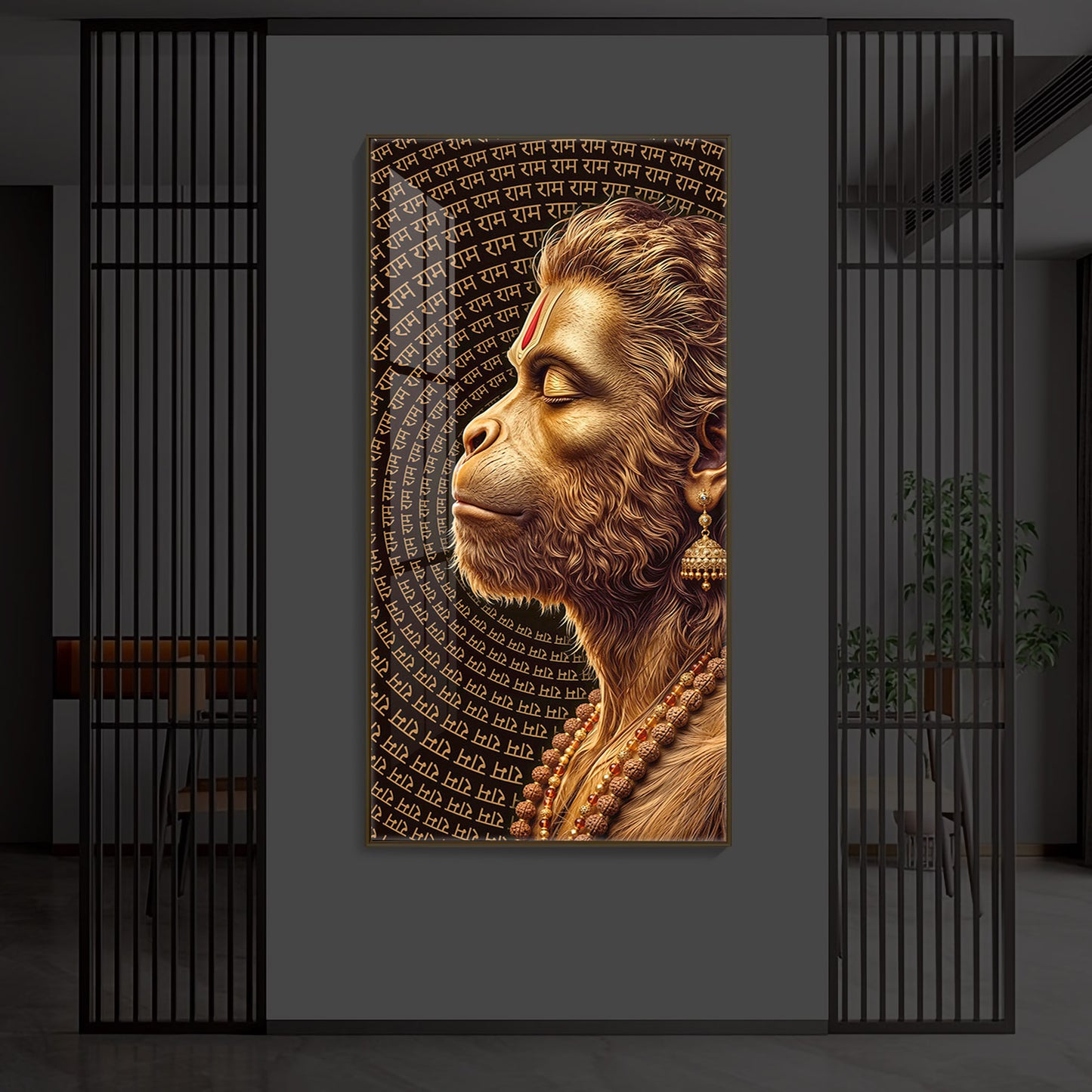 Hanuman Ji Modern Luxury Backlight Vertical Wall Art