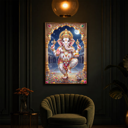 Hindu Shree Ganesh Modern Luxury Backlight Vertical Wall Art