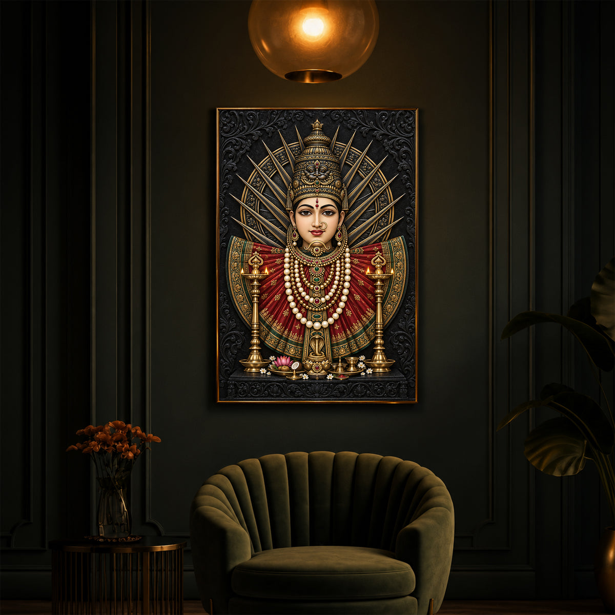 Renuka Devi Modern Luxury Backlight Vertical Wall Art