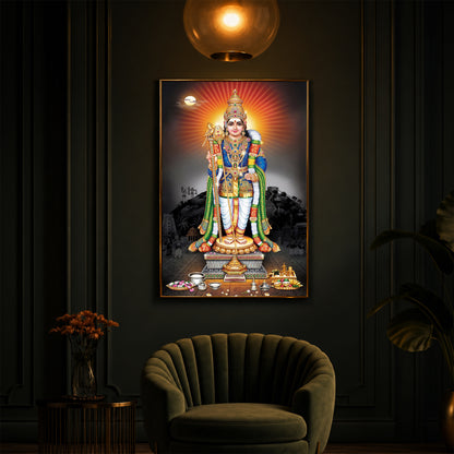 Lord Kartikeyan Modern Luxury Backlight Vertical Wall Art