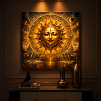 Divine Surya Dev Modern Luxury Backlight Square Wall Art