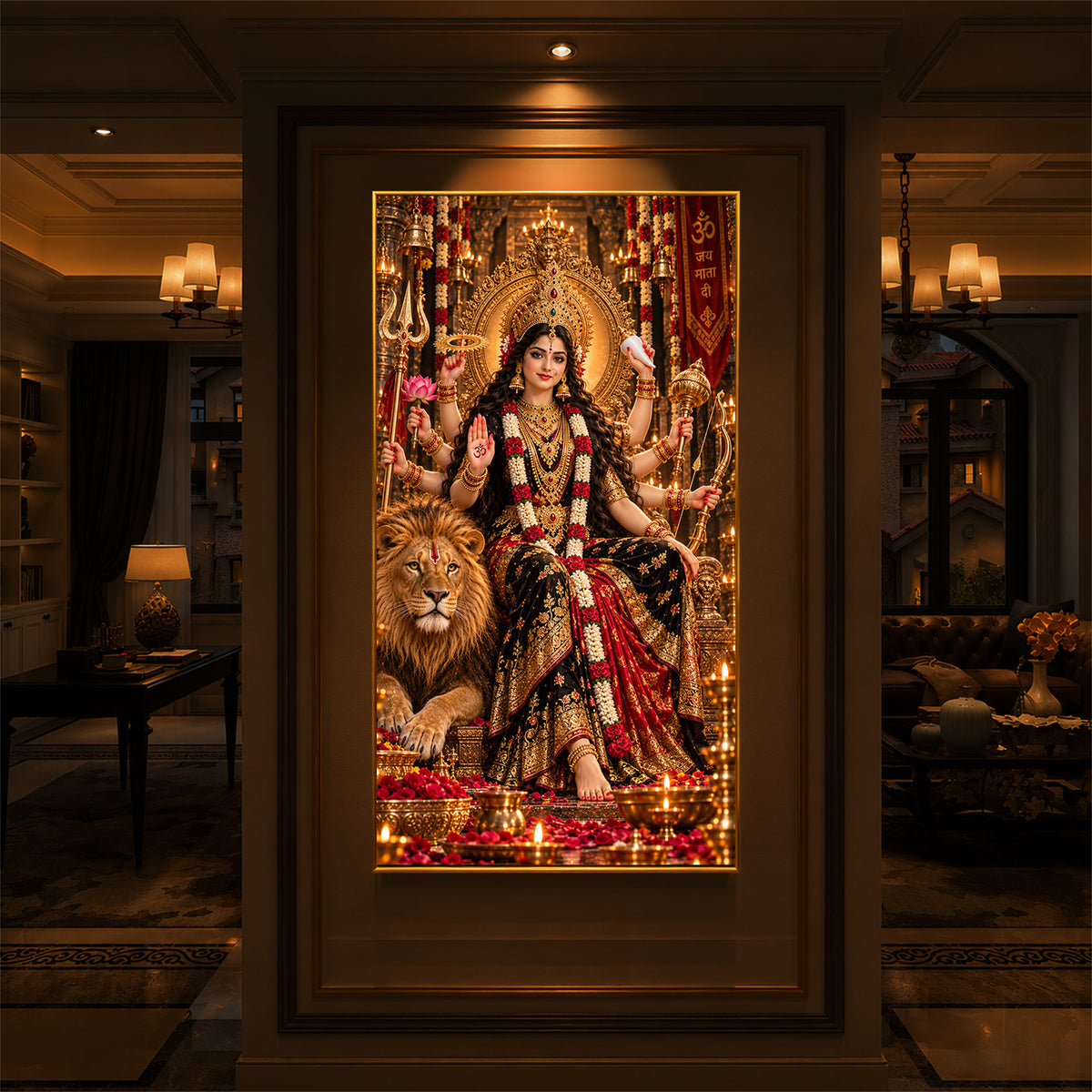 Maa Jagdamba Modern Luxury Backlight Vertical Wall Art
