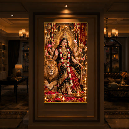 Maa Jagdamba Modern Luxury Backlight Vertical Wall Art