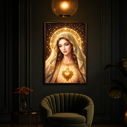 Virgin Mary Modern Luxury Backlight Vertical Wall Art
