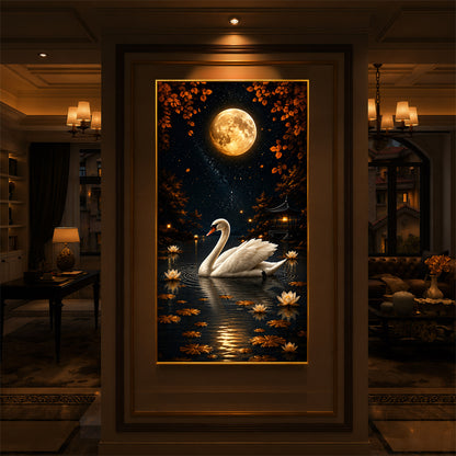 White Swan Modern Luxury Backlight Vertical Wall Art