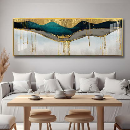 Golden Geomorphic Abstract Premium Acrylic Horizontal Wall Art