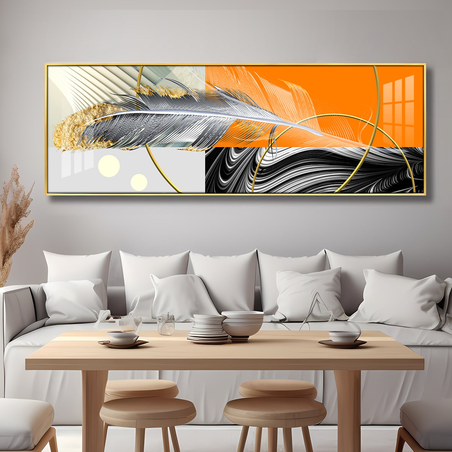 Feather Glow Delight Premium Acrylic Horizontal Wall Art