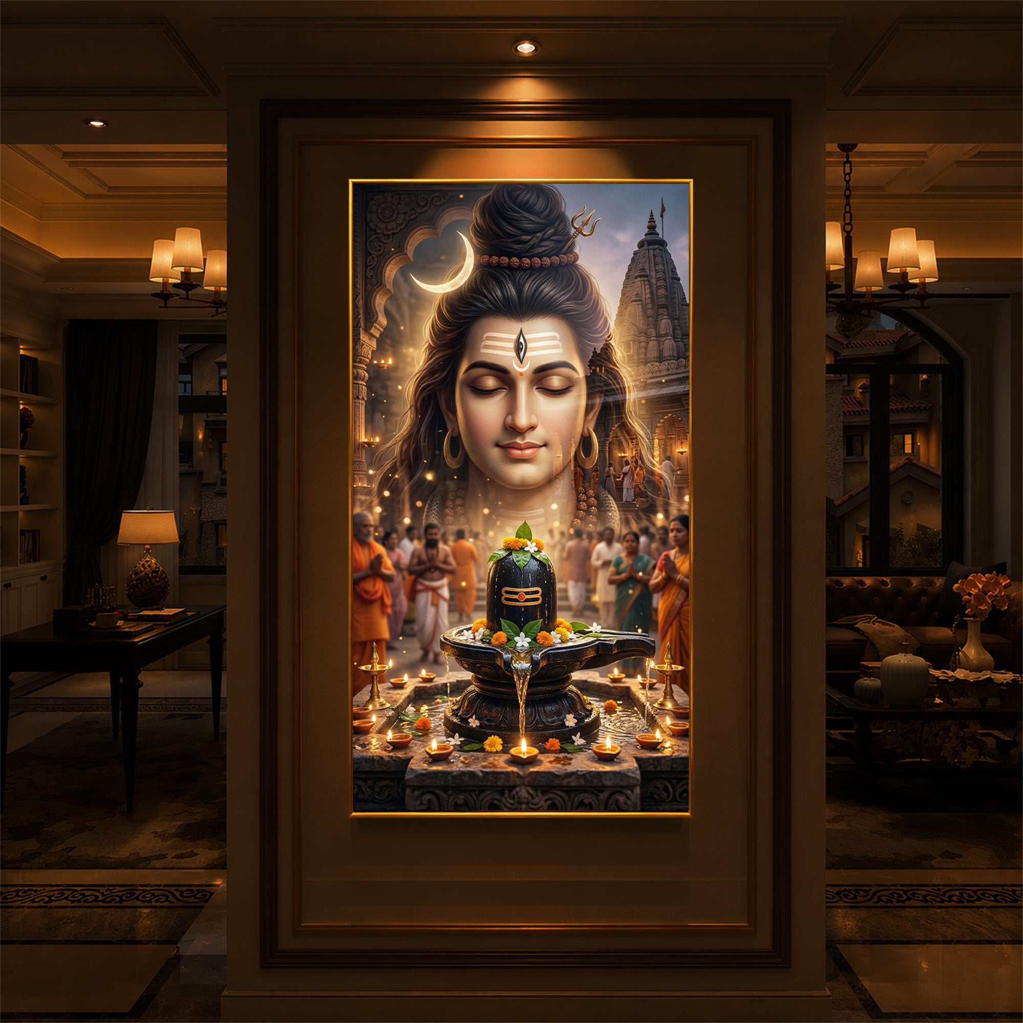 Lord Shiva Modern Luxury Backlight Vertical Wall Art