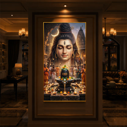 Lord Shiva Modern Luxury Backlight Vertical Wall Art
