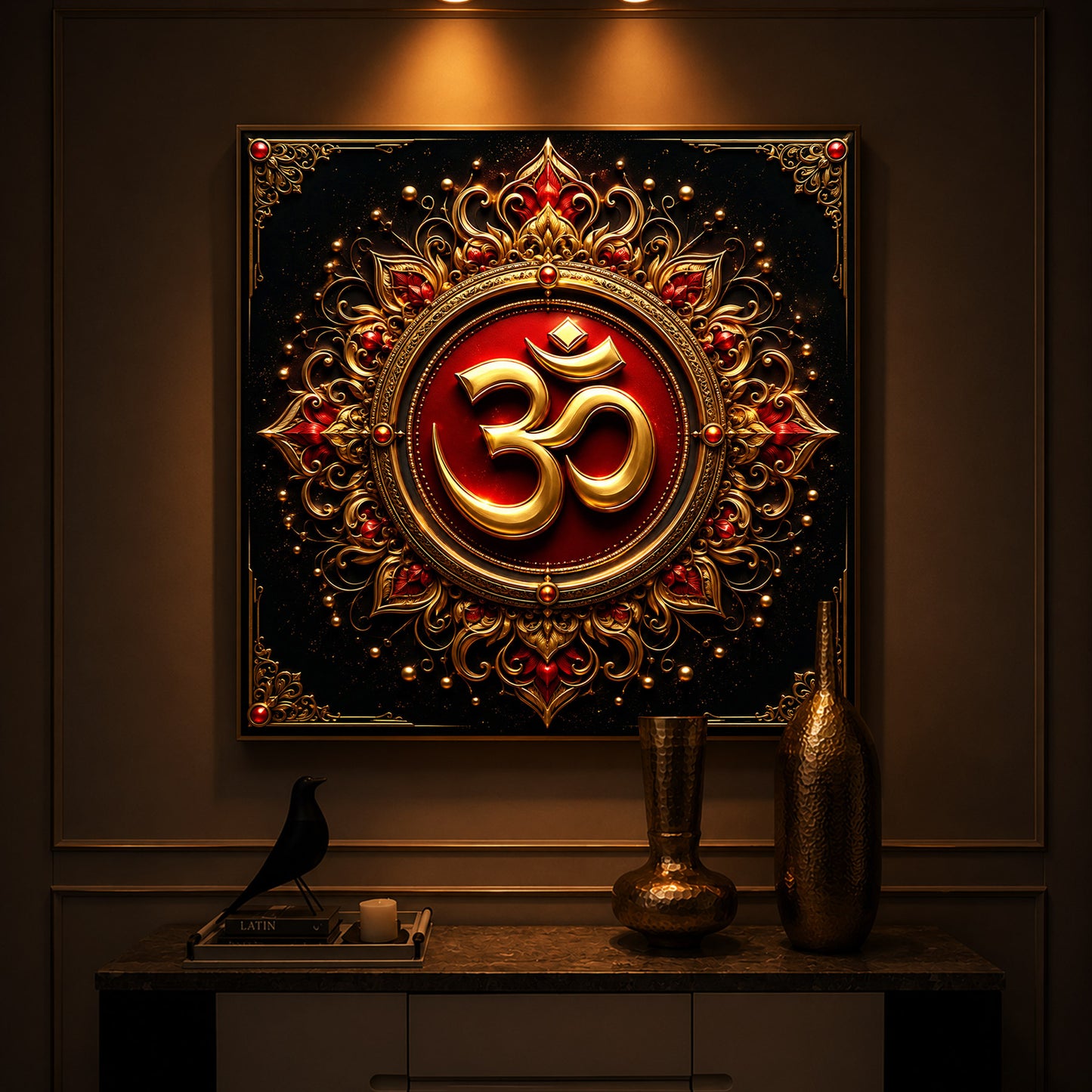Beautiful Om Symbol Modern Luxury Backlight Square Wall Art