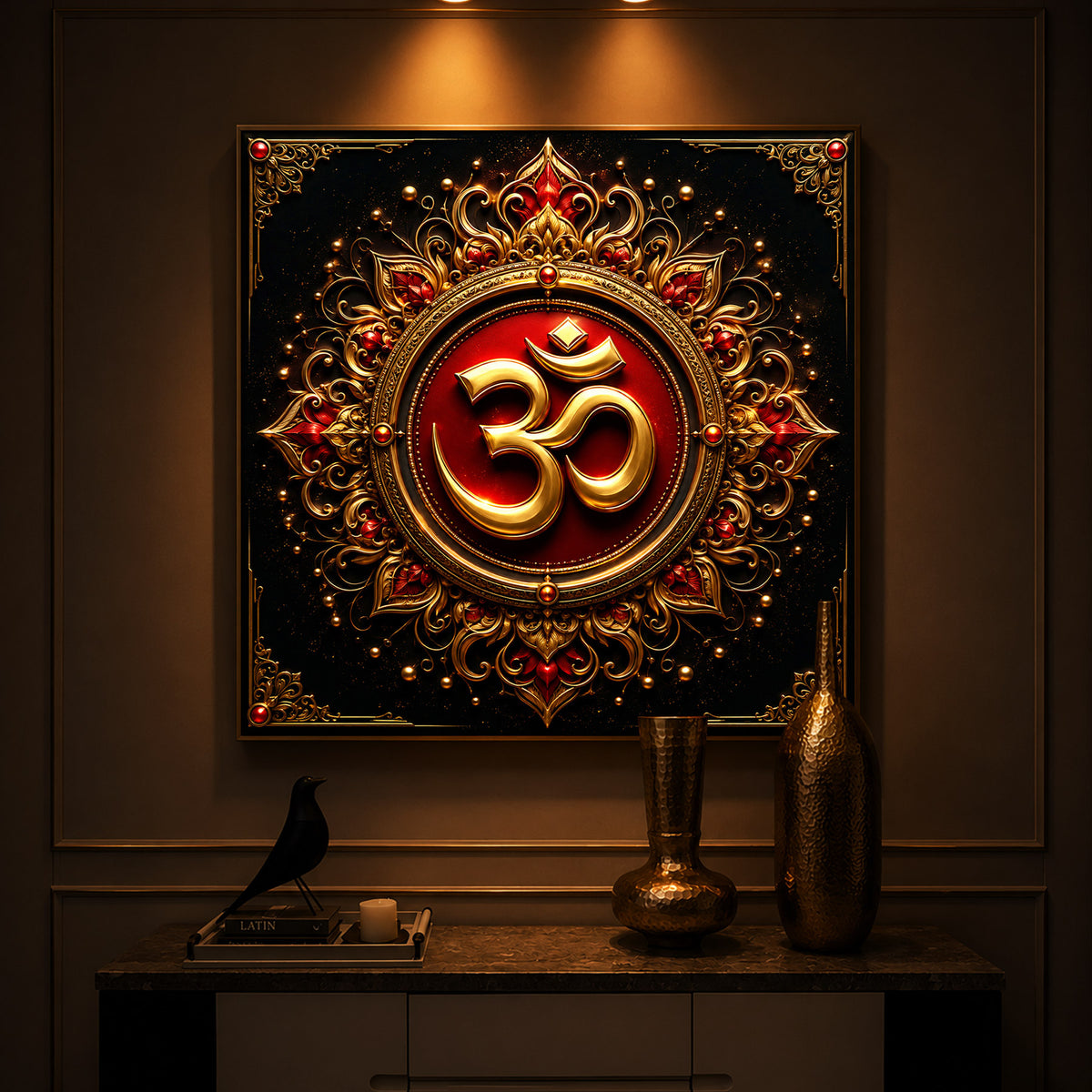Beautiful Om Symbol Modern Luxury Backlight Square Wall Art