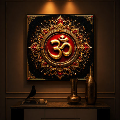 Beautiful Om Symbol Modern Luxury Backlight Square Wall Art