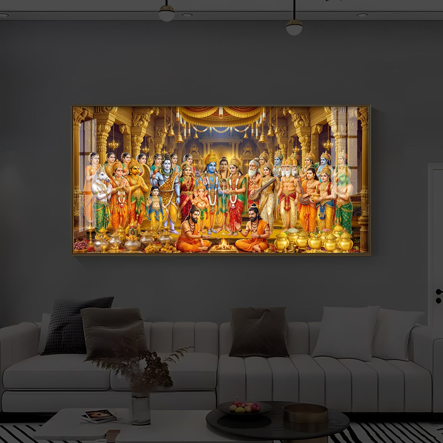 Srinivasa Kalyanam Modern Luxury Backlight Horizontal Wall Art