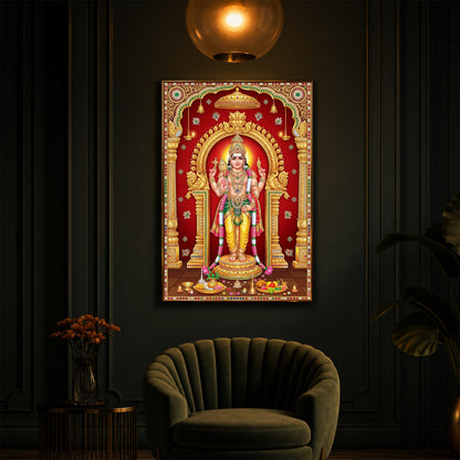 Son of Shiva Lord Murugan Modern Luxury Backlight Vertical Wall Art