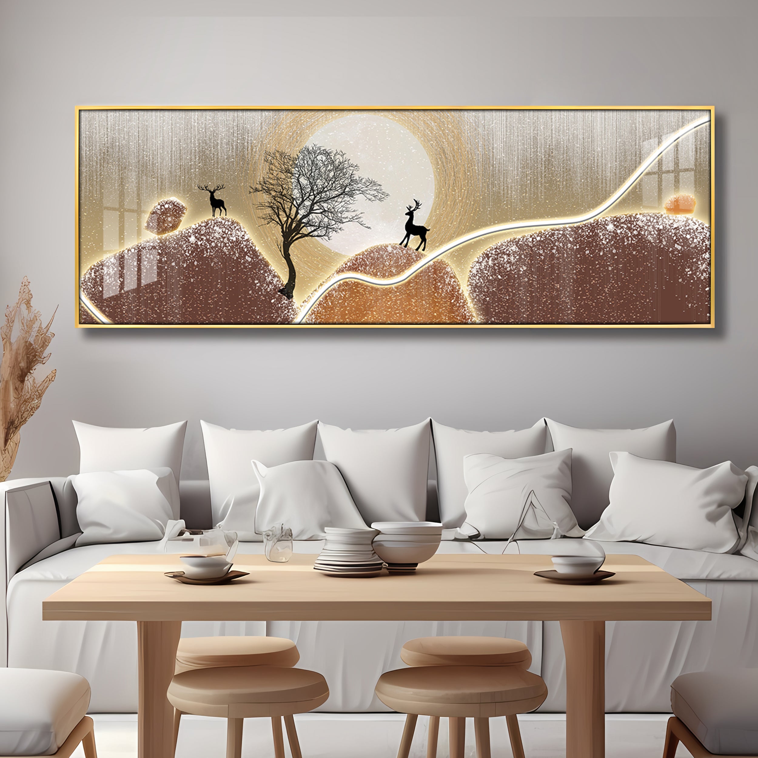 Serene Deer Scene Premium Acrylic Horizontal Wall Art