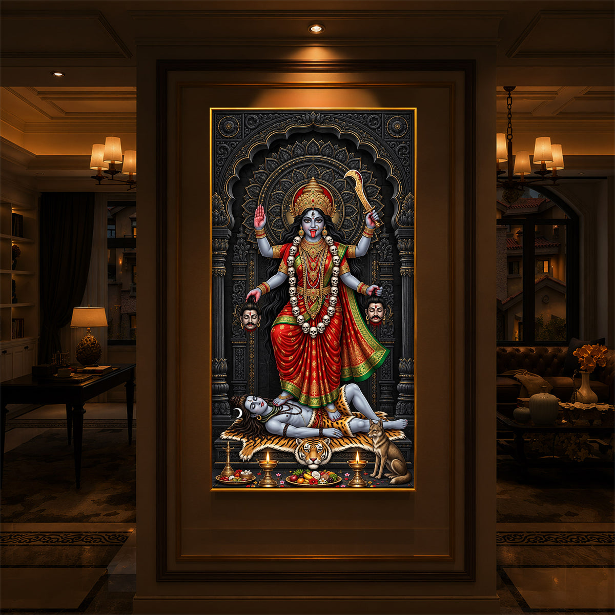 Mahakali Modern Luxury Backlight Vertical Wall Art