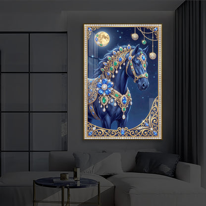 Black Horse Modern Luxury Backlight Vertical Wall Art