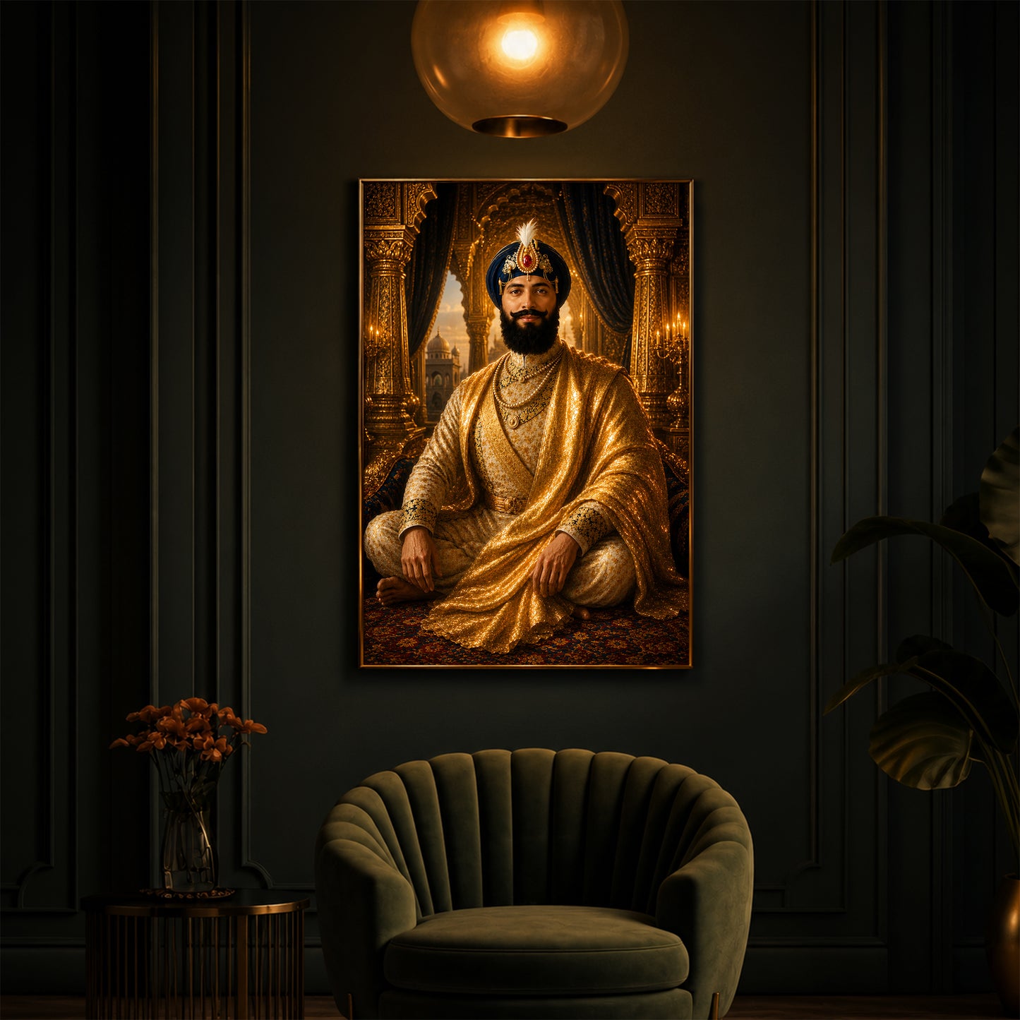 Sri Guru Gobind Singh Ji Modern Luxury Backlight Vertical Wall Art