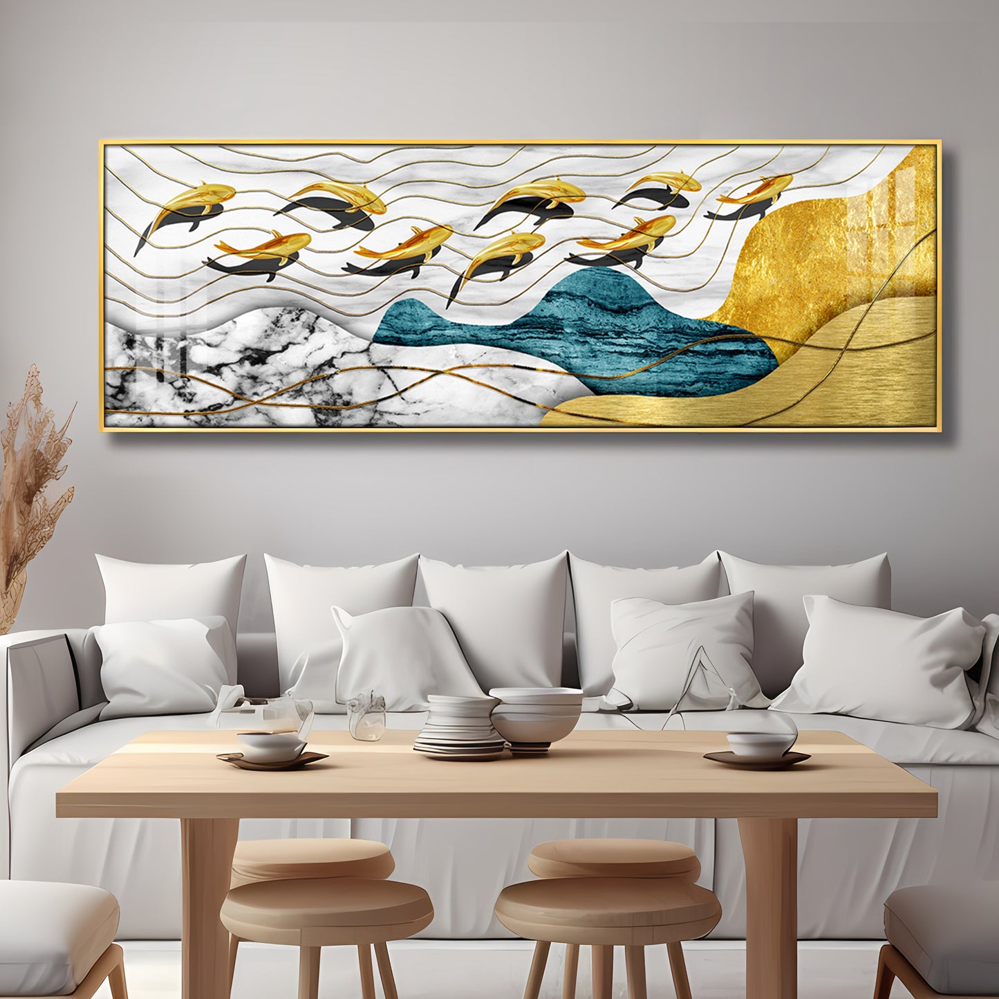 Golden Wings Elegance Premium Acrylic Horizontal Wall Art