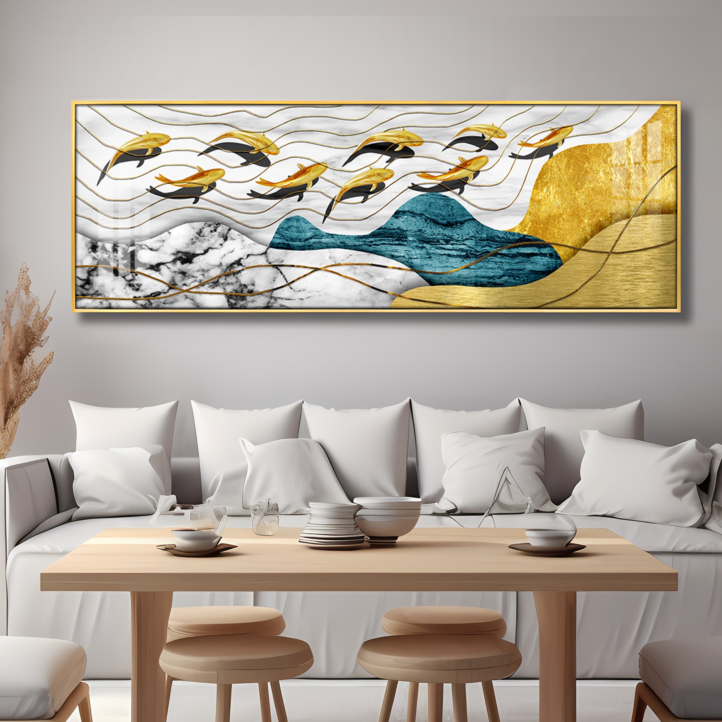 Golden Wings Elegance Premium Acrylic Horizontal Wall Art