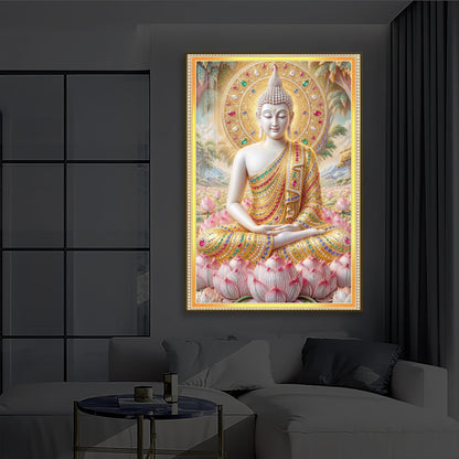 Divine Buddha Harmony Modern Luxury Backlight Vertical Wall Art