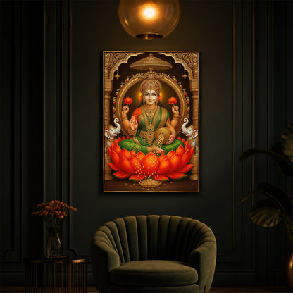 Mahalaxmi Ji Modern Luxury Backlight Vertical Wall Art