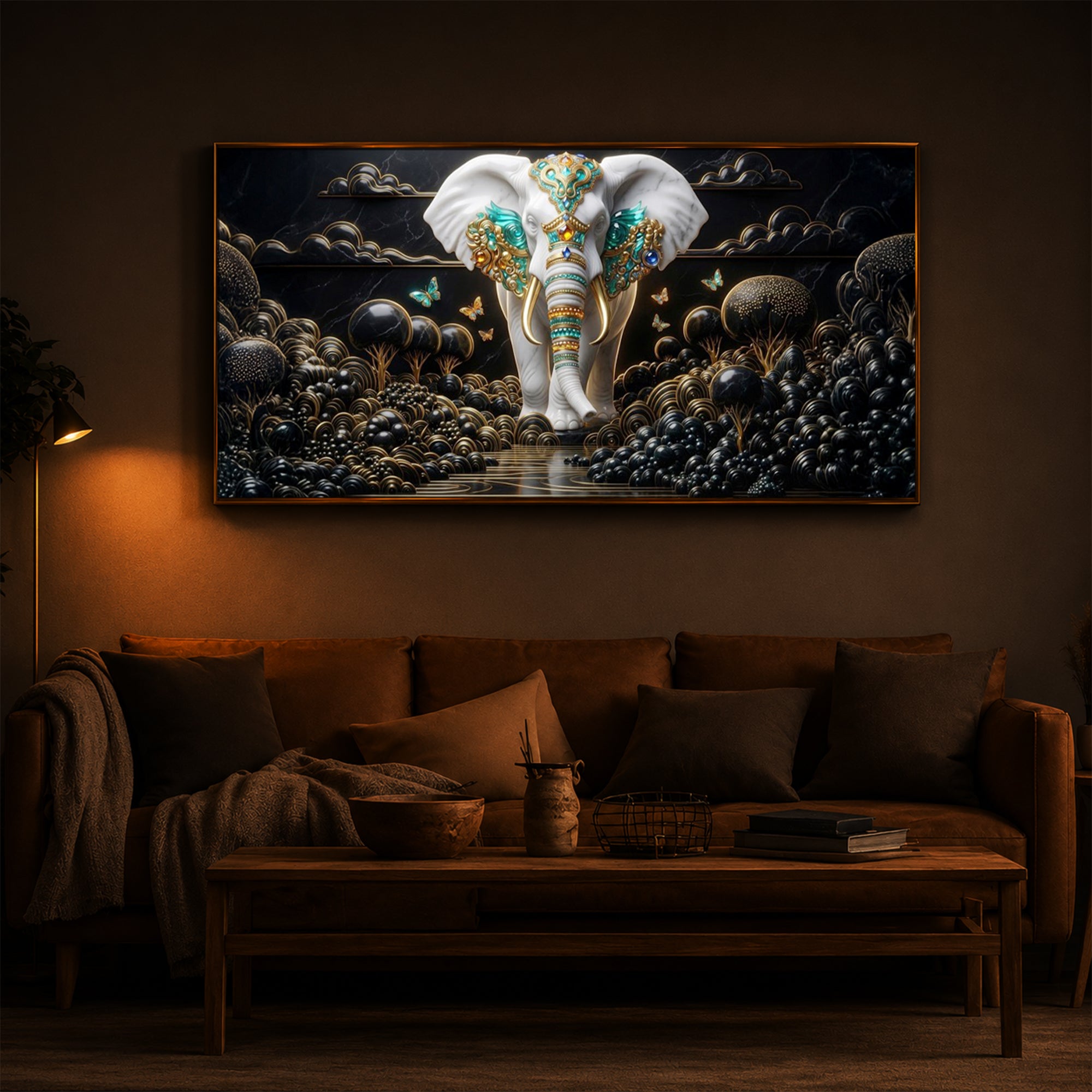 Majestic Elephant Modern Luxury Backlight Horizontal Wall Art