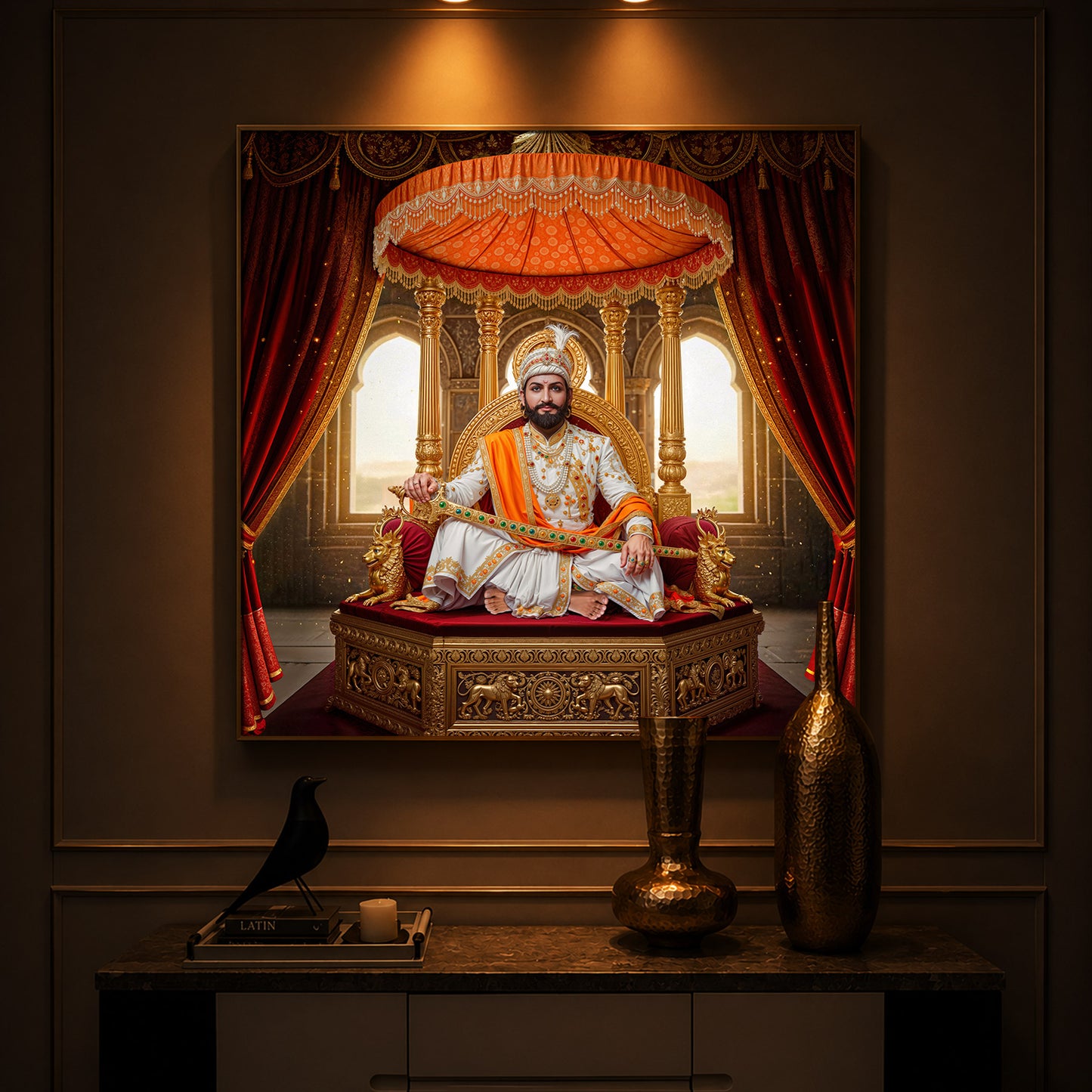 Rajyabhishek of Chattrapati Shivaji Maharaj Modern Luxury Backlight Square Wall Art